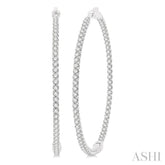 4 ctw Inside-Out Round Cut Diamond 2-Inch Hoop Earrings in 14K White Gold